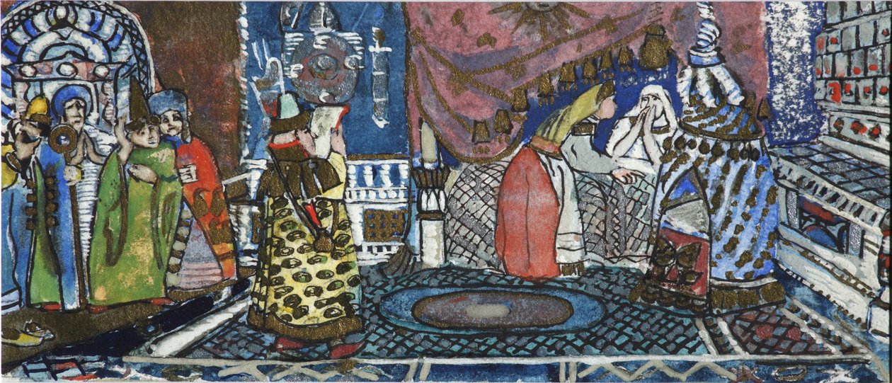 Illustration till sagan om tsaren Saltan av A. Pushkin av Sergei Vasilievich Malyutin