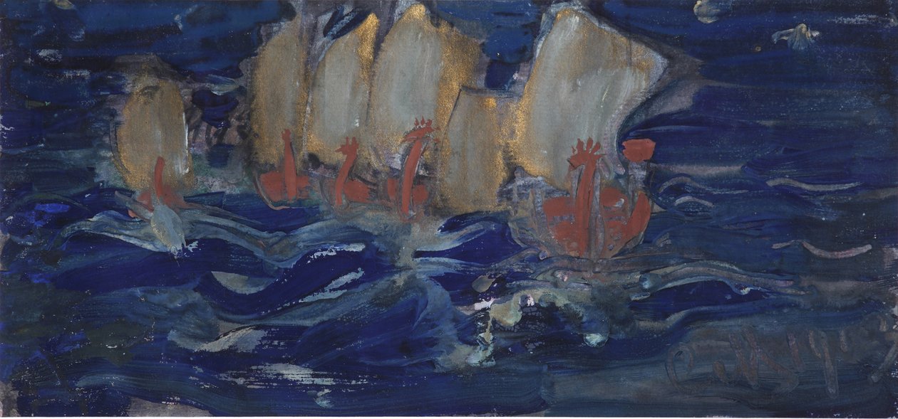 Illustration till sagan om tsaren Saltan av A. Pushkin av Sergei Vasilievich Malyutin