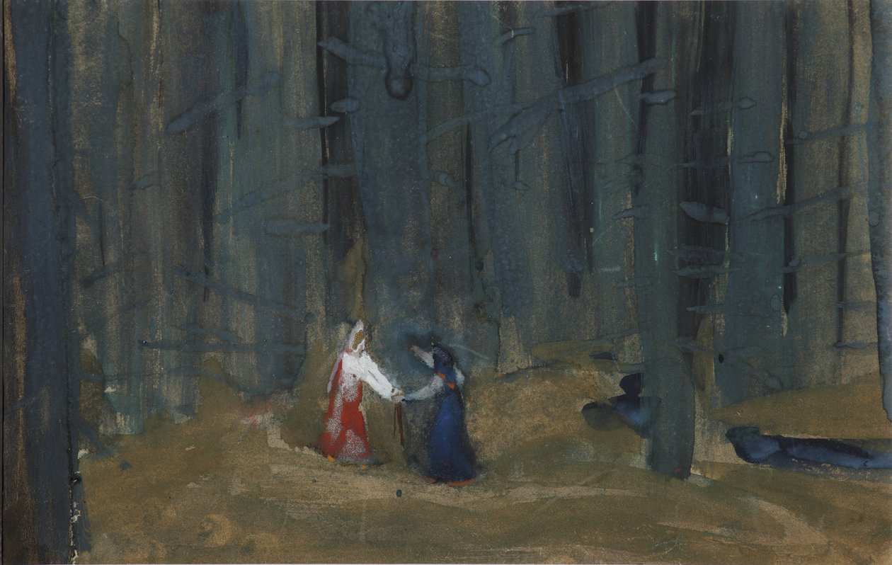 Illustration till Sagan om den döda prinsessan och de sju riddarna av Sergei Vasilievich Malyutin