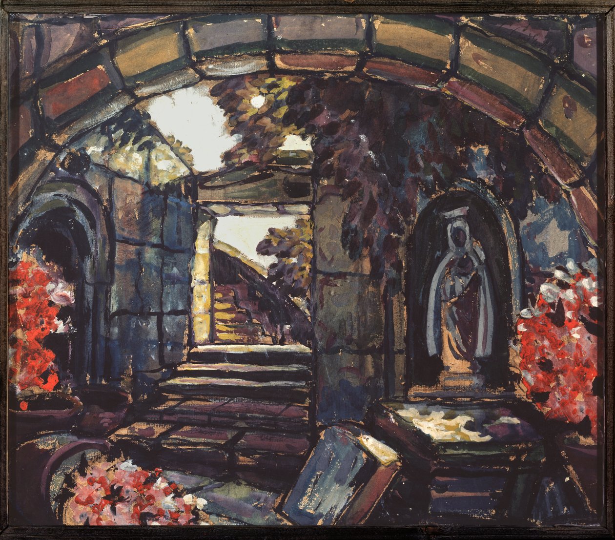 Förberedande dekoration till pjäsen "Syster Beatrice" av Maurice Maeterlinck av Sergei Yurevich Sudeikin
