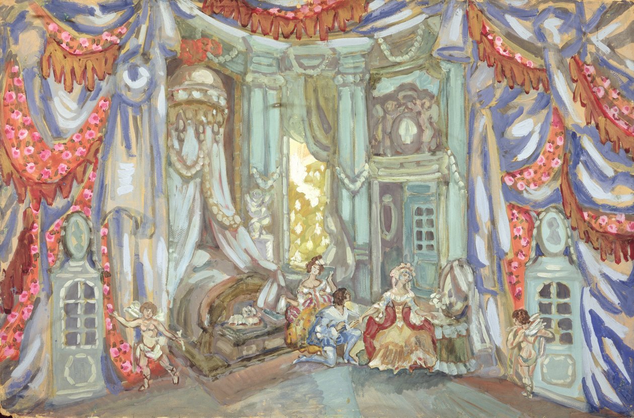 Scenografi för "Figaros bröllop" av Beaumarchais av Sergei Yurevich Sudeikin