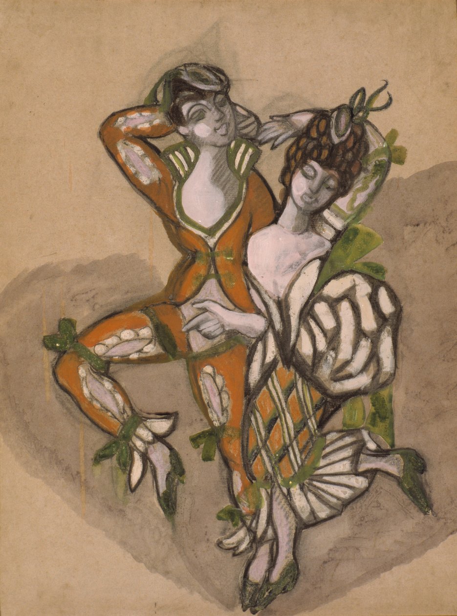 Kostymdesign för teaterpjäsen Figaros bröllop av P. de Beaumarchais, 1915. av Sergei Yurievich Sudeykin