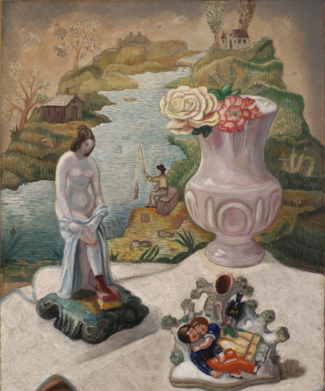 Porslinsfigurer och blommor av Sergei Yurievich Sudeykin