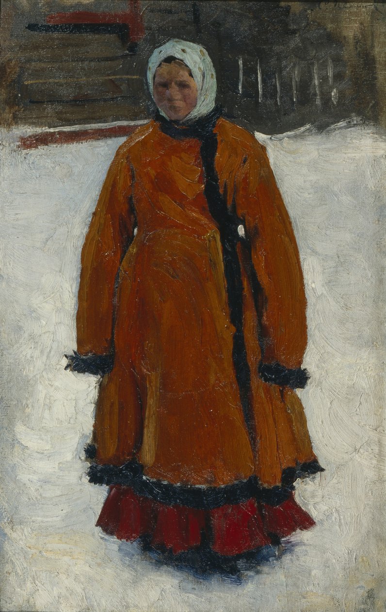 Flickan i den röda pälsrocken, 1903-1906 av Sergej Vasilevic Ivanov