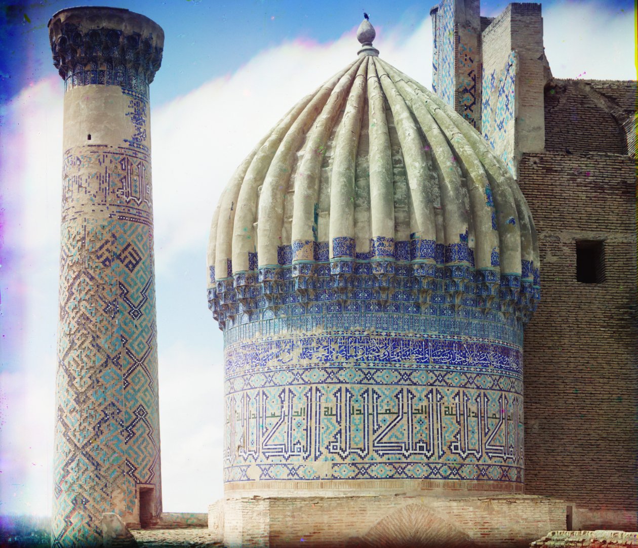 Höger kupol i Shir-Dar-moskén, Samarkand, 1905-1915 av Sergey Prokudin Gorsky