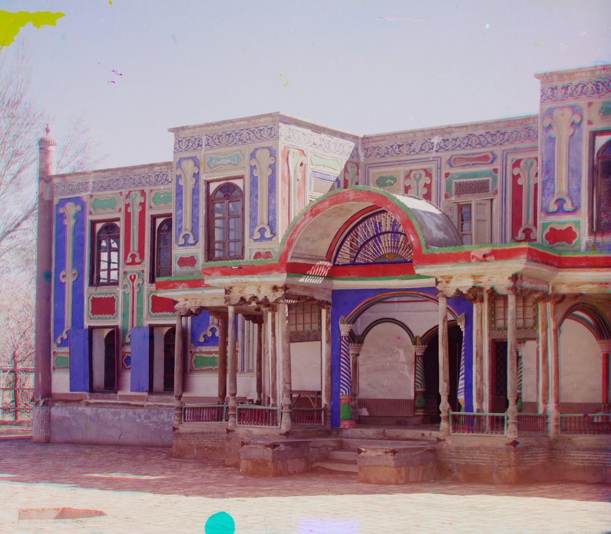 Facade o le maota o le taumafanafana o le Emir mulimuli o Bukhara, 1905-1915 swed av Sergey Prokudin Gorsky