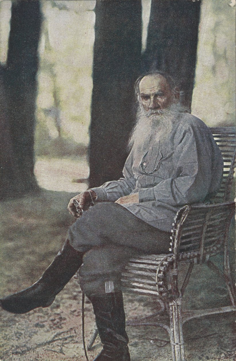 Vykort av Leo Tolstoj i hans hem, Yasnaya Polyana, 1905-1915 av Sergey Prokudin Gorsky