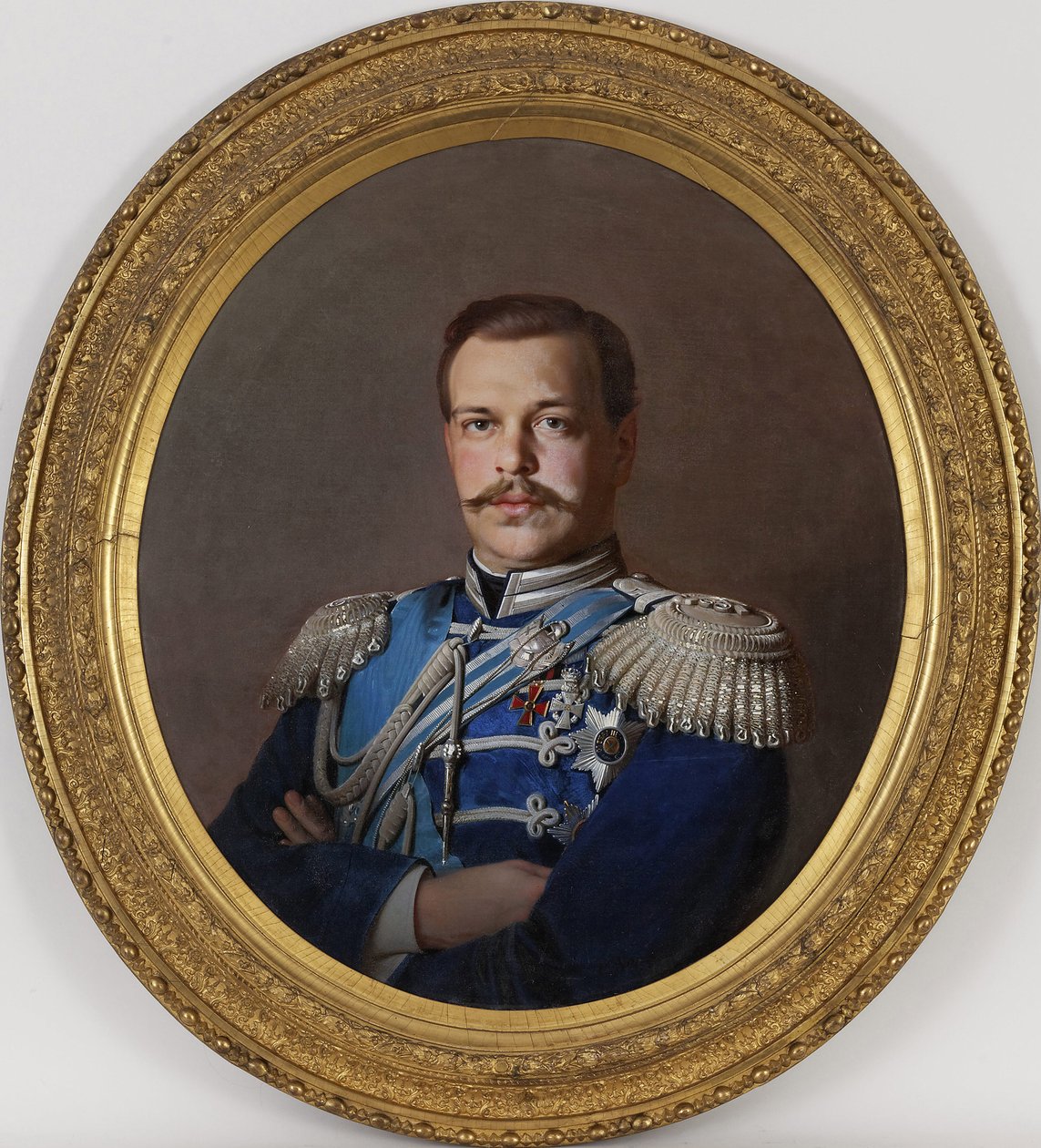 Alexandre III - Porträtt av kejsaren Alexander III (1845-1894) - Peinture de Sergei Konstantinovich Zaryanko (1818-1870), ca 1865 - Olja på duk, 78x71 - Privat samling av Sergey Konstantinovich Zaryanko