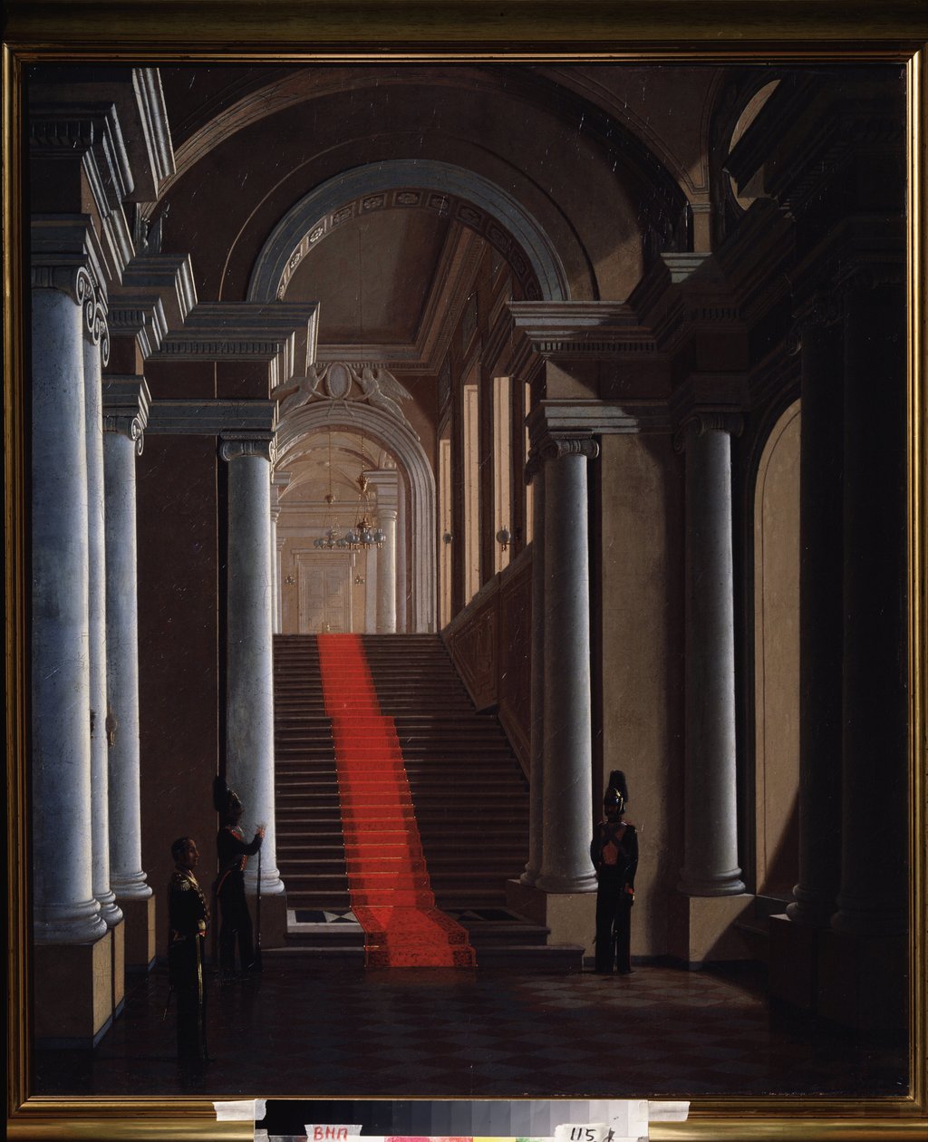Trappan till Anichkovpalatset i Sankt Petersburg. Målning av Sergey (Sergei, Serguei) Konstantinovich Zaryanko (Zarianko) (1818-1870), olja på duk av Sergey Konstantinovich Zaryanko