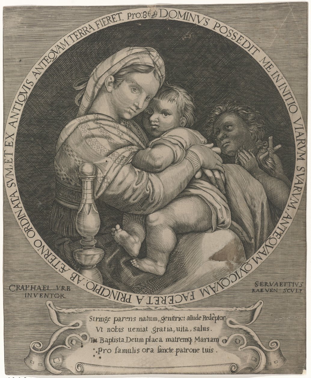 Madonna della sedia Maria med Kristusbarn och Johannes Döparen av Servatius Raeven