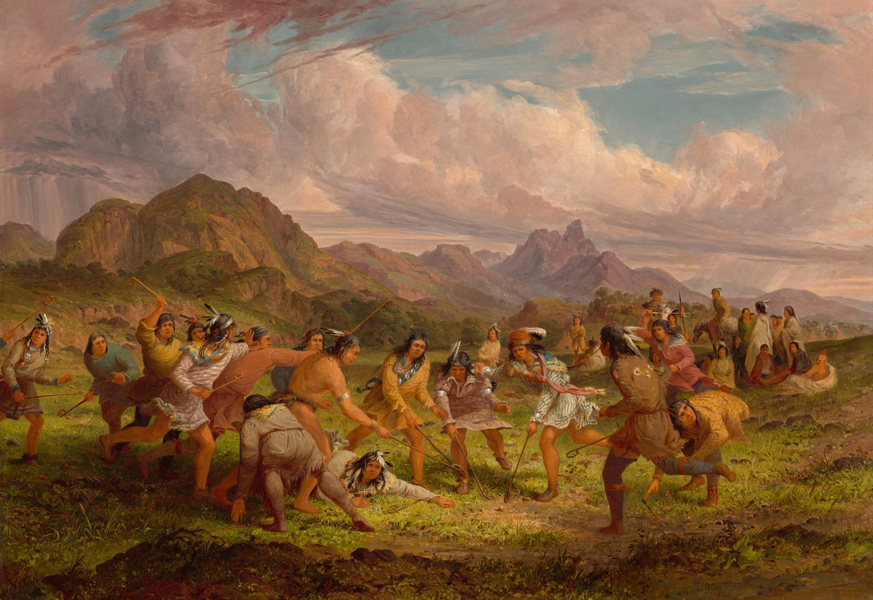 Bollspel bland Sioux-indianerna av Seth Eastman