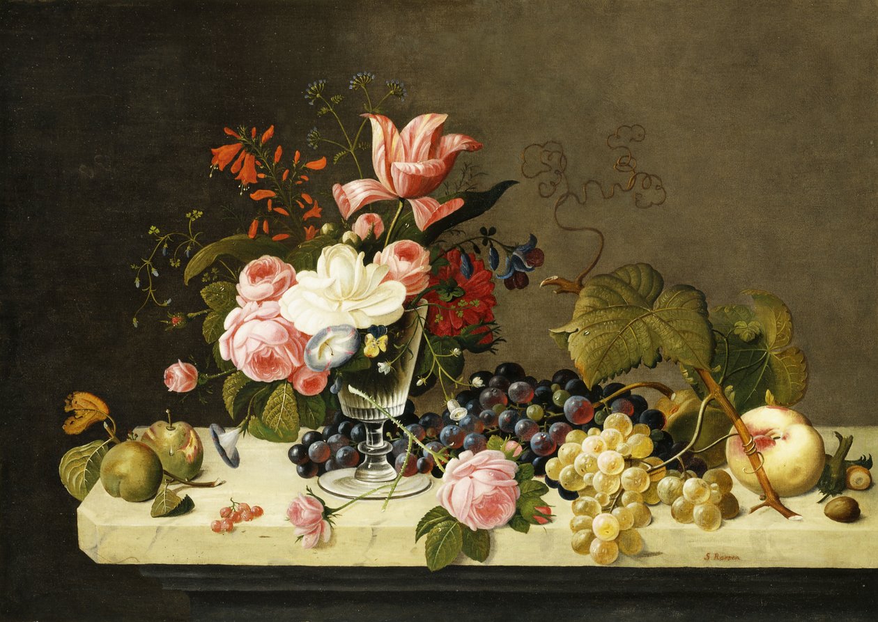 Blommor och frukt, av Severin Roesen