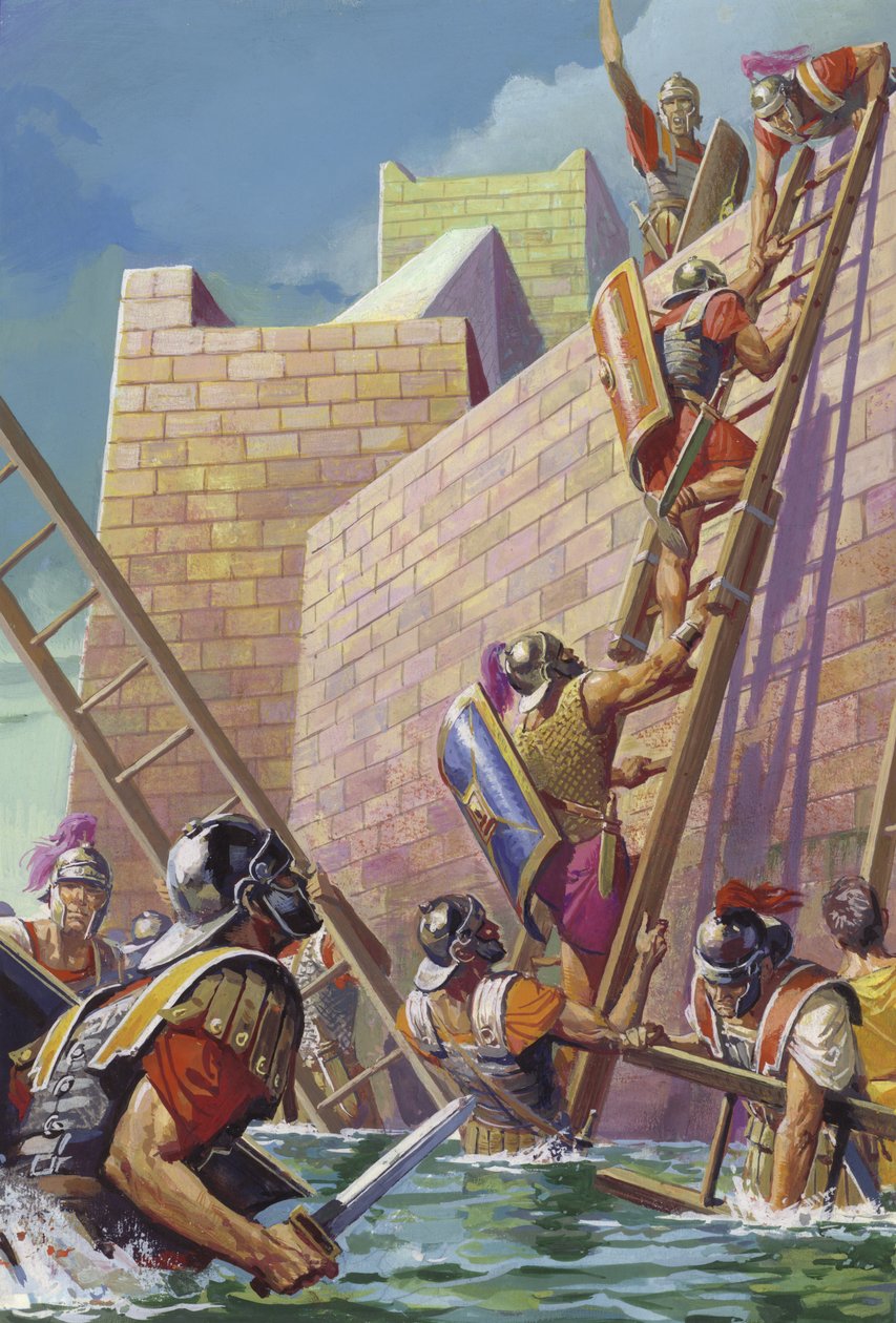 General Scipio hittar en väg in i det till synes ointagliga fästet Carthage Nova i Spanien av Severino Baraldi