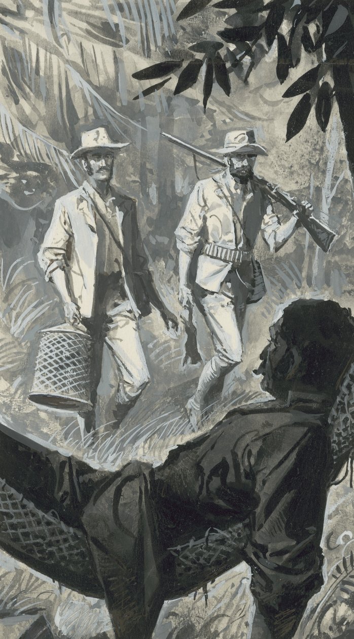 Henry Walter Bates och Alfred Russel Wallace (gouache på papper) av Severino Baraldi