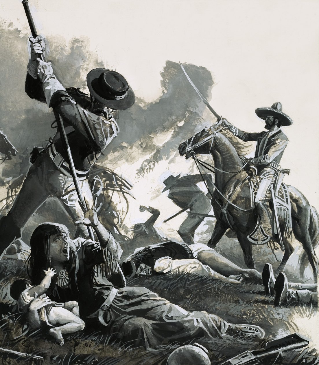 År 1858 anföll två trupper av mexikanskt kavalleri apachernas läger av Severino Baraldi