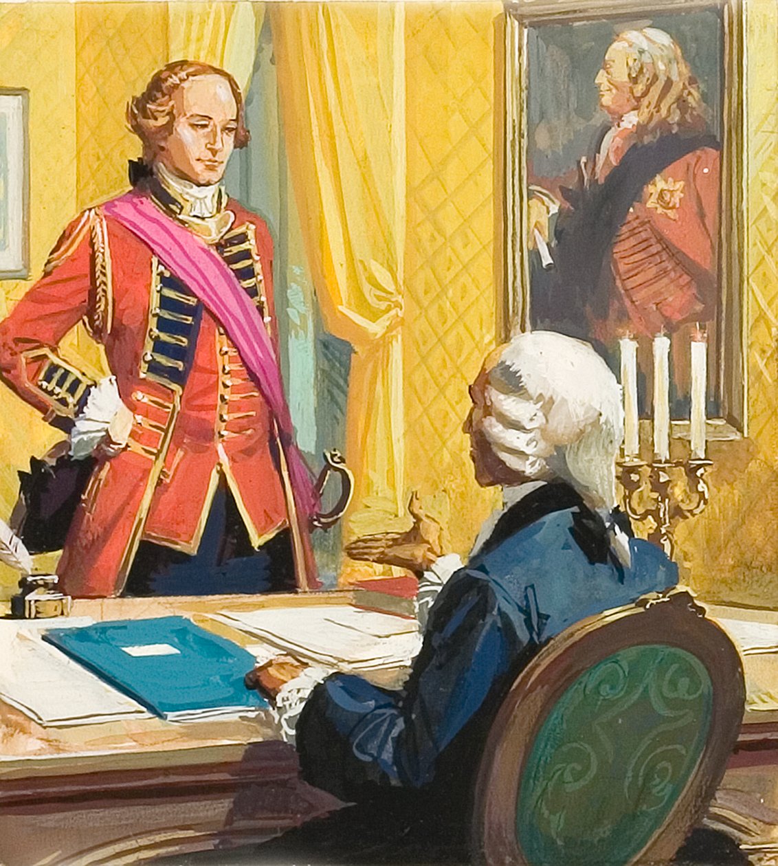 James Wolfe utnämns av den brittiske premiärministern William Pitt av Severino Baraldi