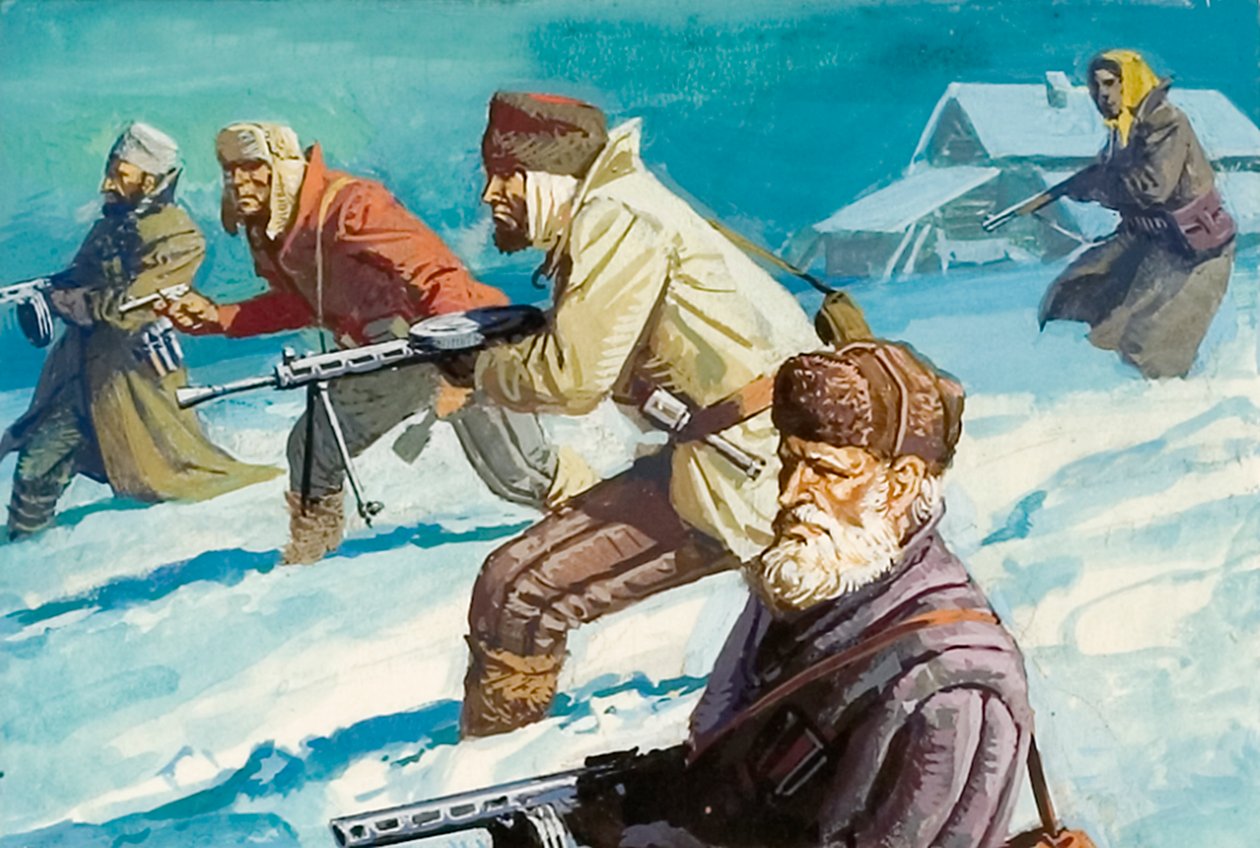 Ryssar som försvarar sitt land under Hitlers invasion av Severino Baraldi
