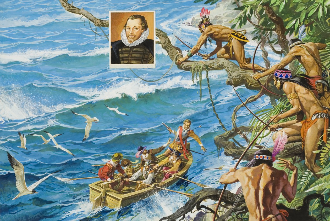 Sir Francis Drake (ca 1540-96) (gouache på papper) av Severino Baraldi