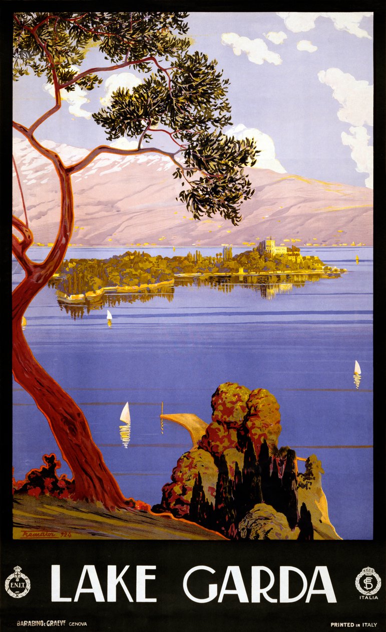 Vintage affisch för Gardasjön, Italien av Severino Trematore