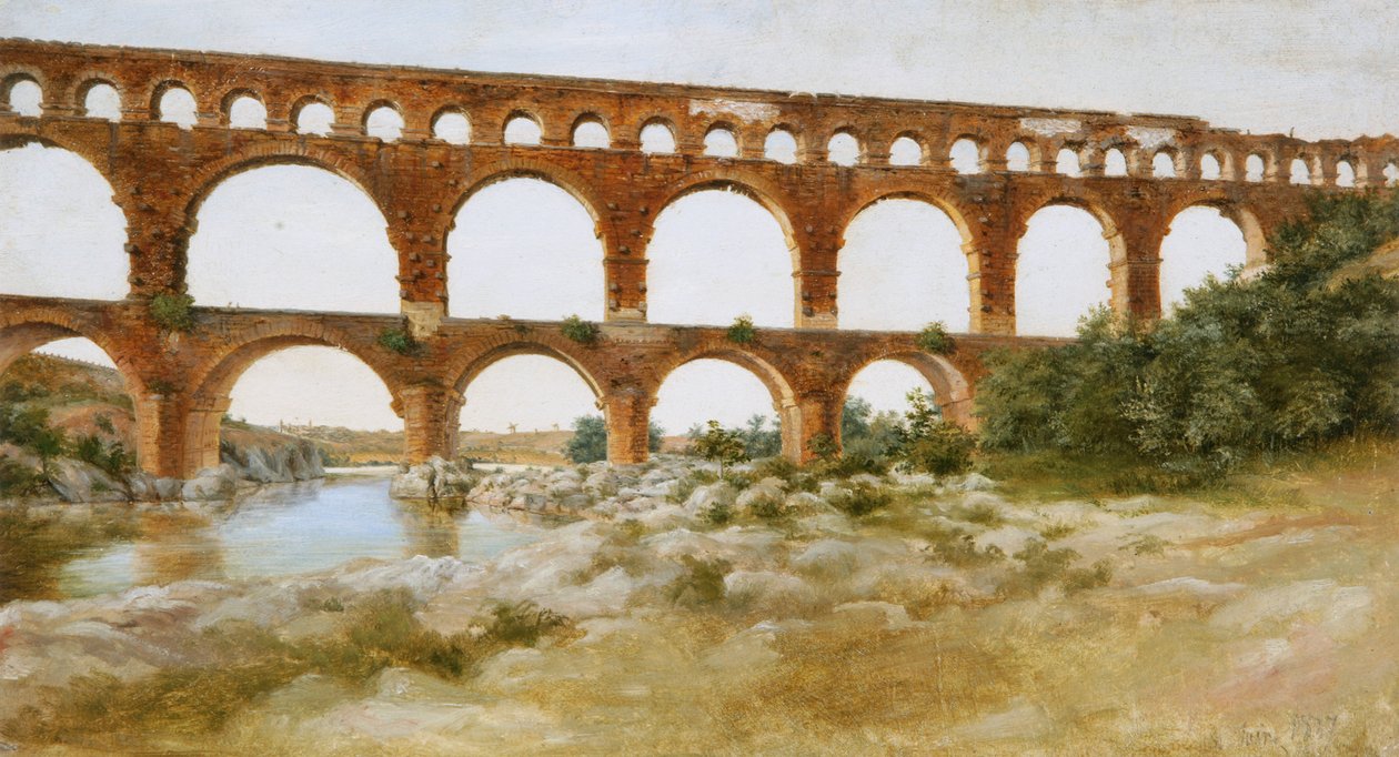 Landskapet av Pont du Gard av Seweryn Mielżyński