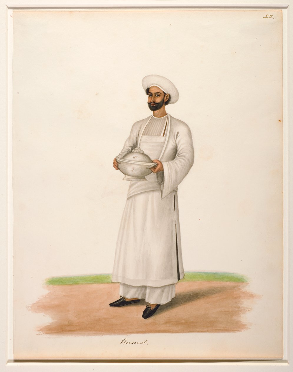 Khansama med en terrin, ca 1846 (ogenomskinlig wc på papper) av Shaik Muhammad Amir of Karraya