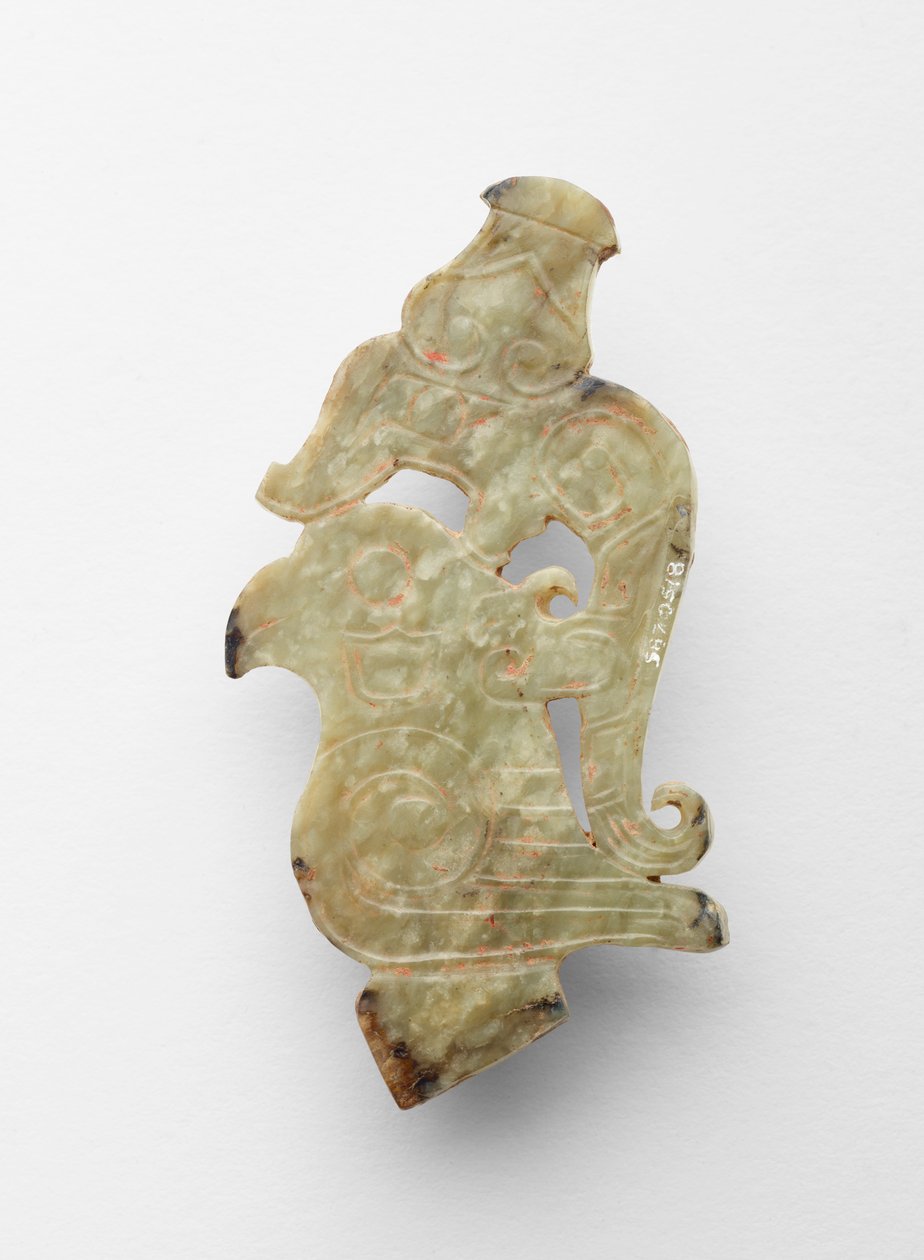 Final i form av en fågel med drake, c.1300-c.1050 f.Kr. av Shang Dynasty Chinese School