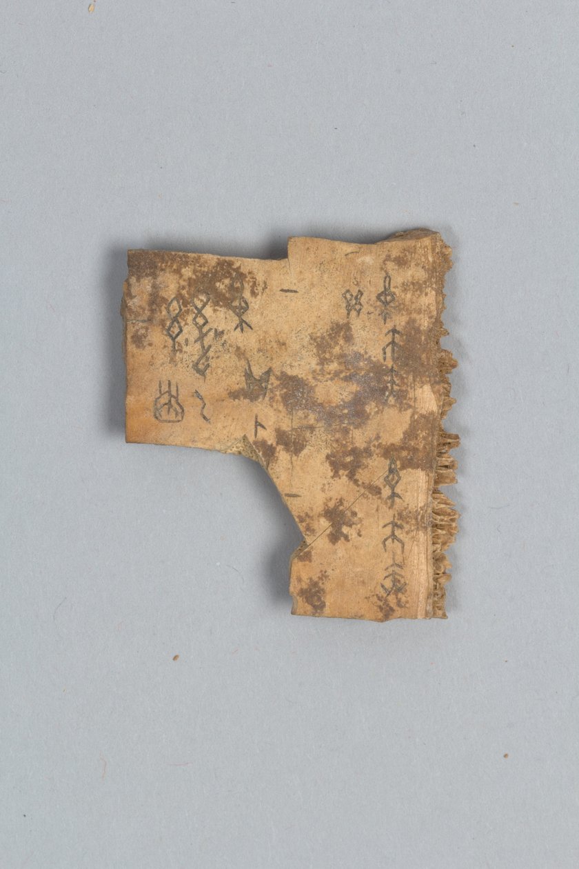Fragment of Divining Bone (skal) av Shang Dynasty Chinese School