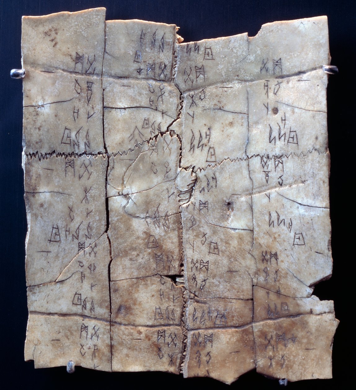 Piktogram på sköldpaddsplastron med spådomstext (sköldpaddsplastron) av Shang Dynasty Chinese School