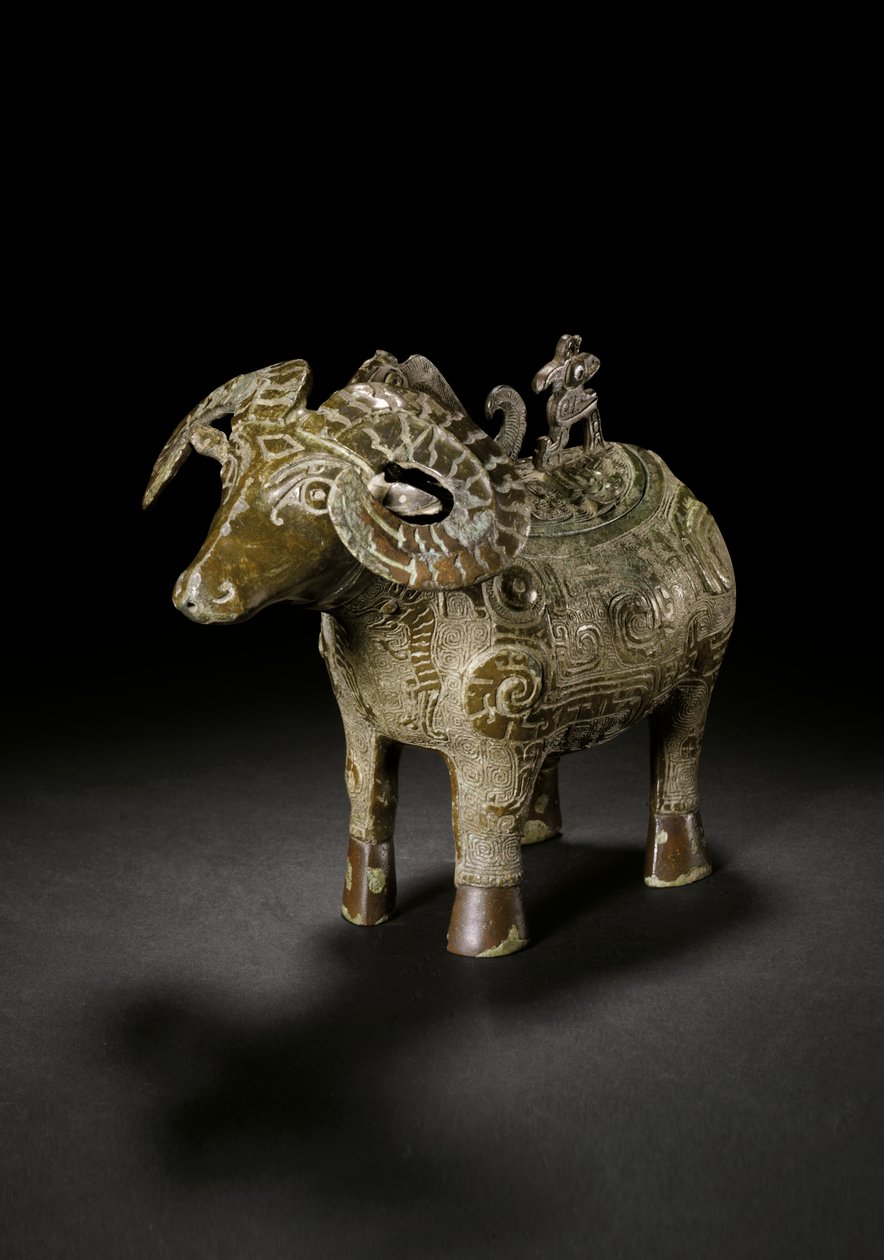 Rituellt vinkärl i ramform, Gong (brons) av Shang Dynasty Chinese School