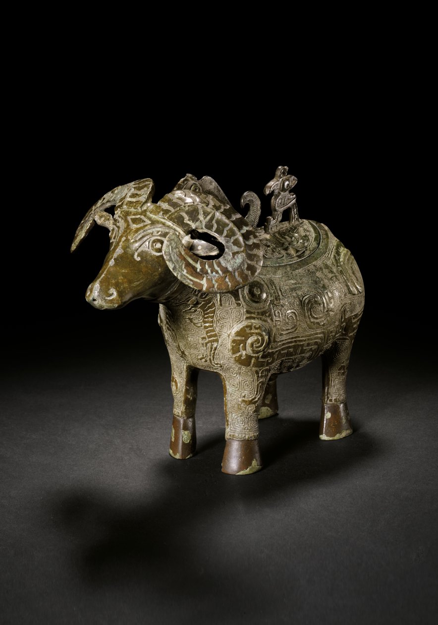 Rituellt vinkärl i ramform, Gong, sena Shangdynastin (brons) (se även 3618607) av Shang Dynasty Chinese School