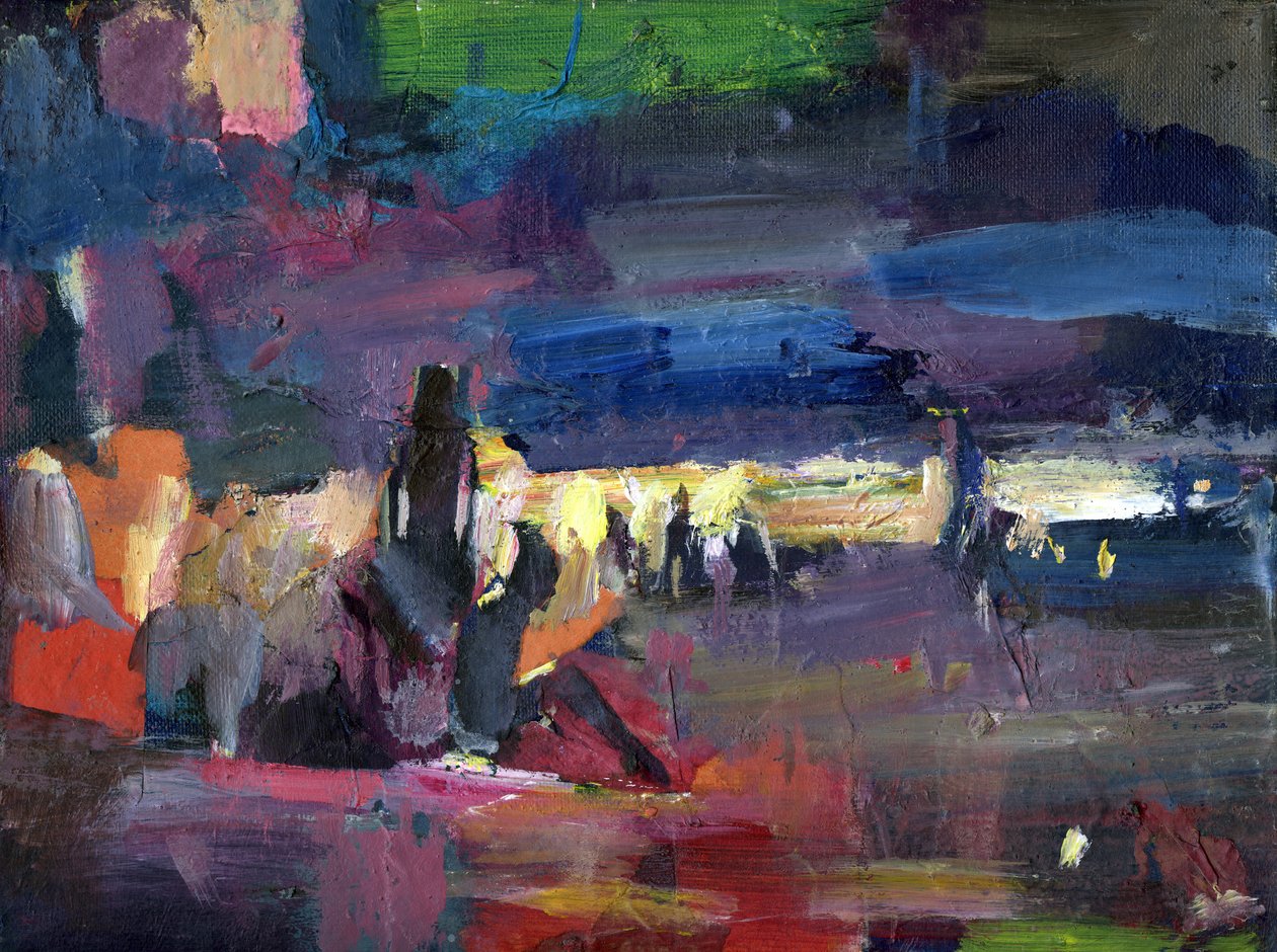Figurer på stranden, 2024 (gouache på papper) av Shaun Carey