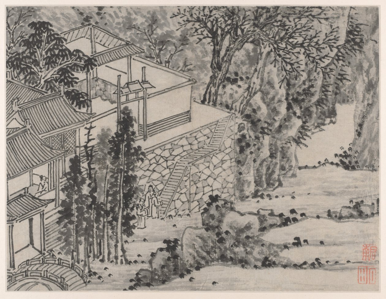 Tolv vyer över Tiger Hill, Suzhou: The Enlightened Stone Retreat, efter 1490. av Shen Zhou