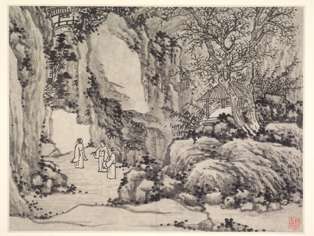 Tolv vyer över Tiger Hill, Suzhou: The Sword Spring, Tiger Hill av Shen Zhou