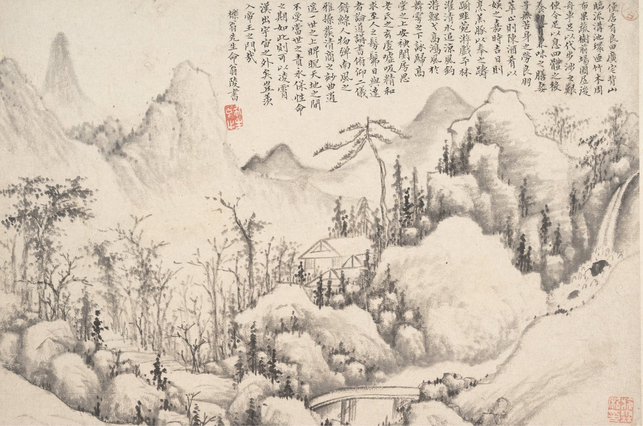 Mountain Retreat, daterad till 1654-55. av Shi Lin