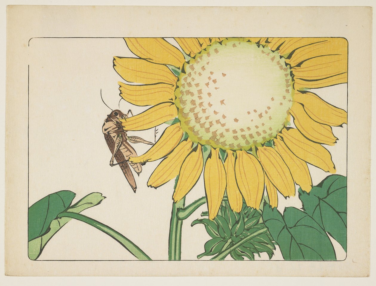 (gräshoppa och solros), ca. 1877 av Shibata Zeshin