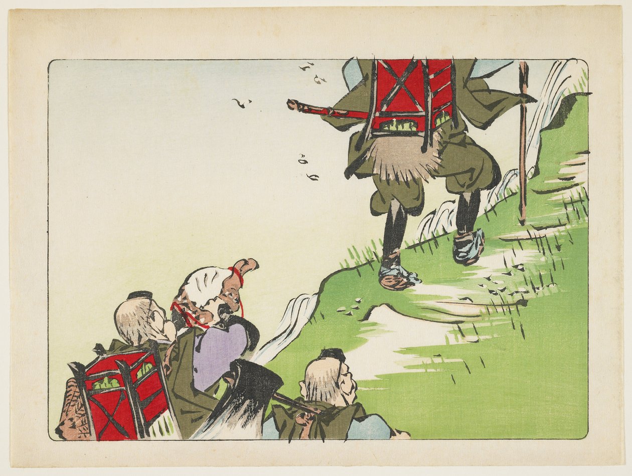 (Pilgrimsprocession), ca 1877 av Shibata Zeshin