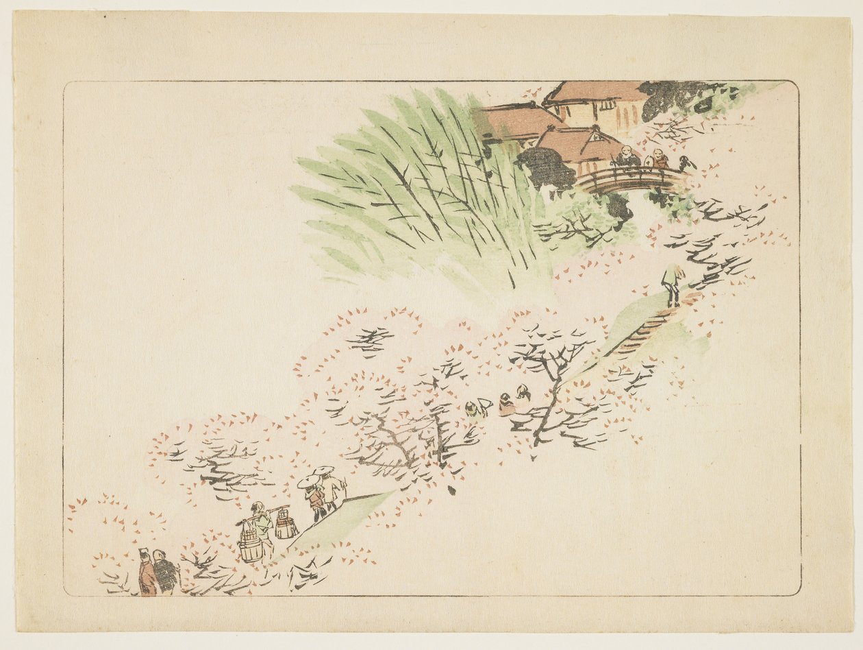 Mountain Cherry Blossoms, ca. 1877 av Shibata Zeshin
