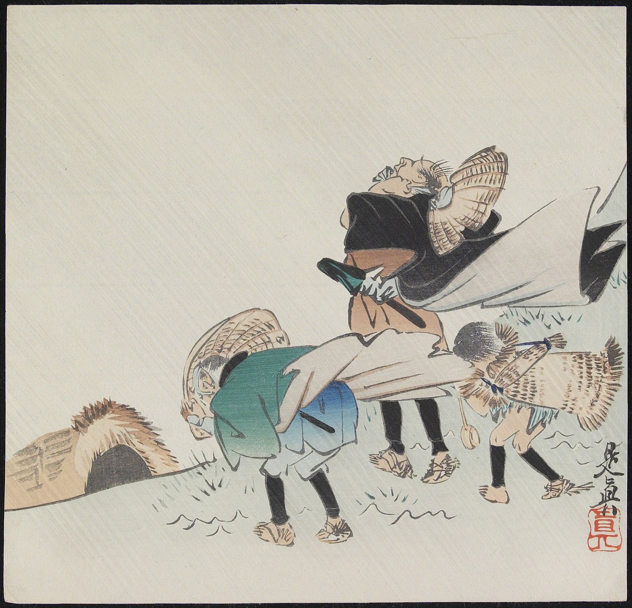 Resenärer i en storm av Shibata Zeshin