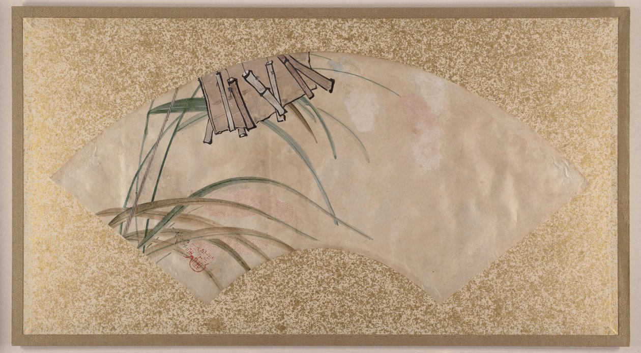 Blommor (rosa och vita) och blad, klappor av Shibata Zeshin