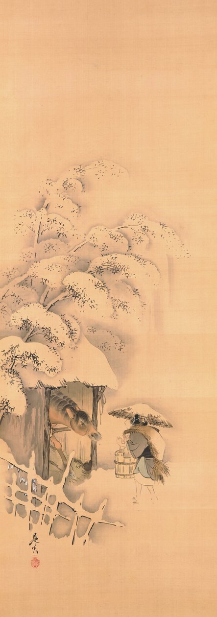Noh-Spiel Hachinoki, eines von drei av Shibata Zeshin