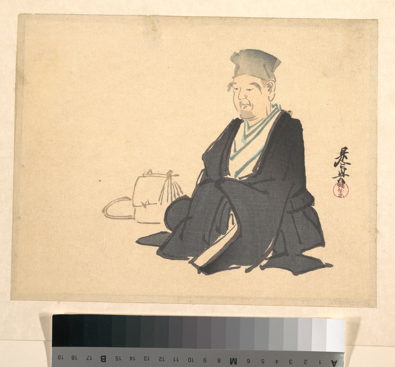 Porträtt av Rikyū (?) av Shibata Zeshin