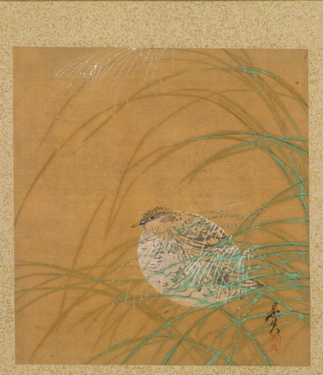Quail in Grass från Album of Paintings av den ärevördiga Zeshin av Shibata Zeshin