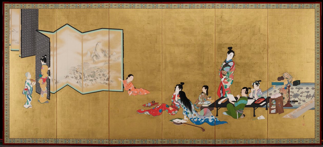 De fyra konsterna [högra delen av ett par] av Shibata Zeshin