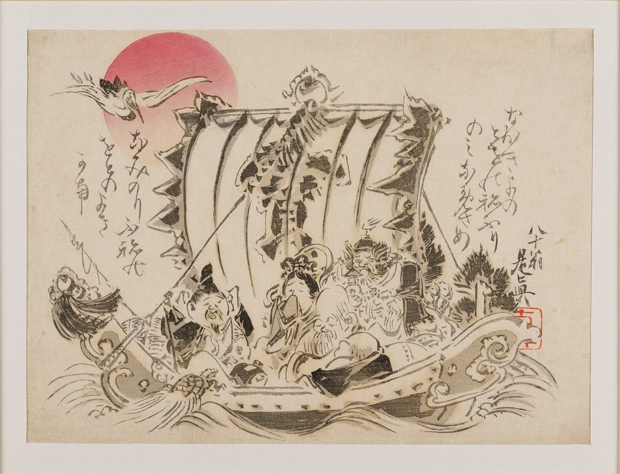 De sju lyckogudarna på en takarabune, eller skattskepp, publicerad 1886 av Shibata Zeshin