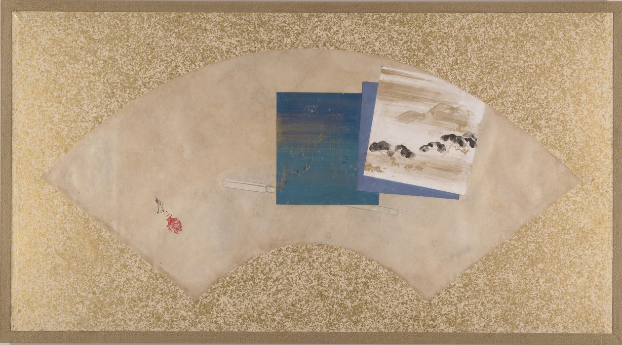 Tre landskap, sent 1800-tal. av Shibata Zeshin