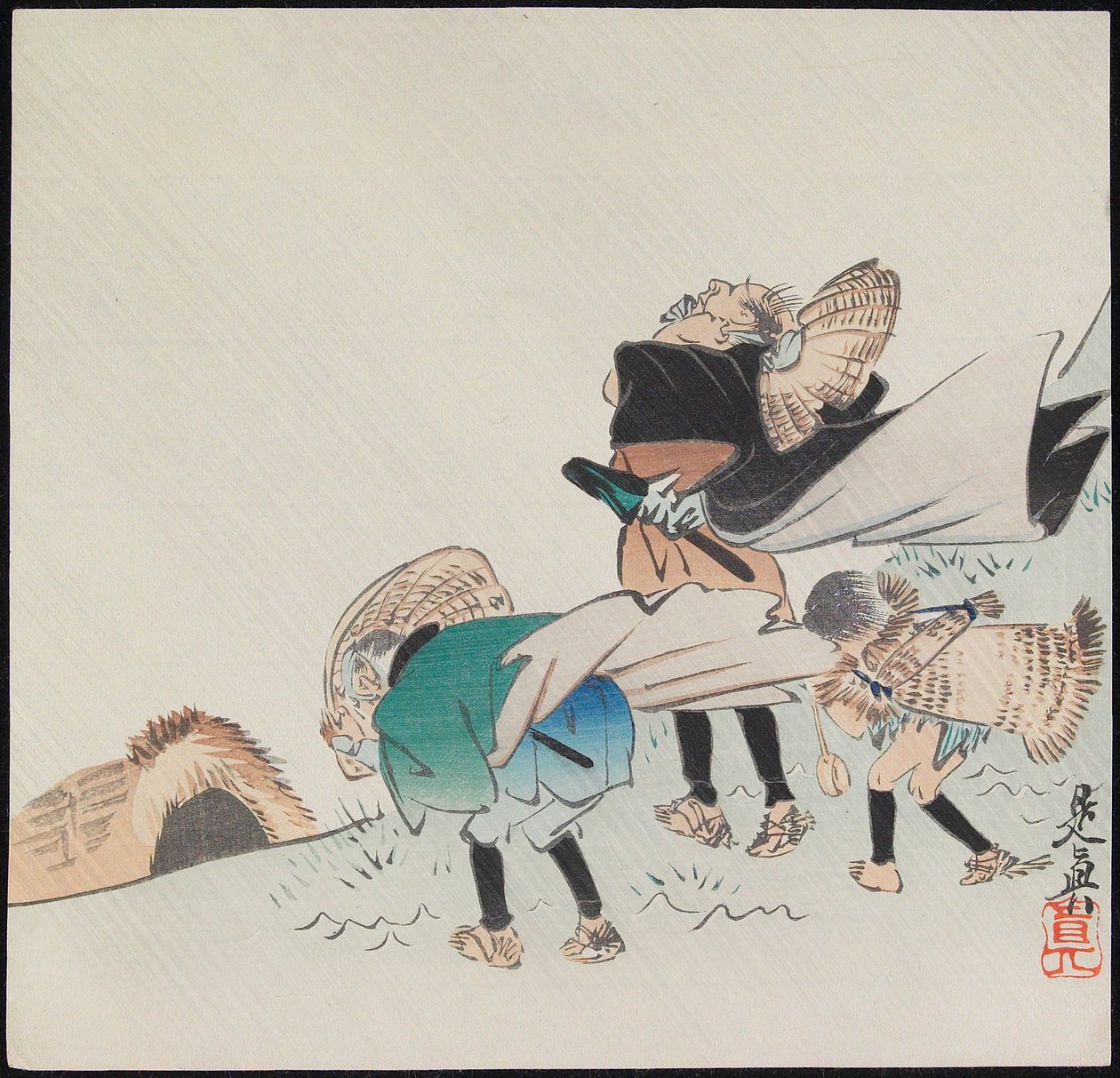 Resenärer i en storm av Shibata Zeshin