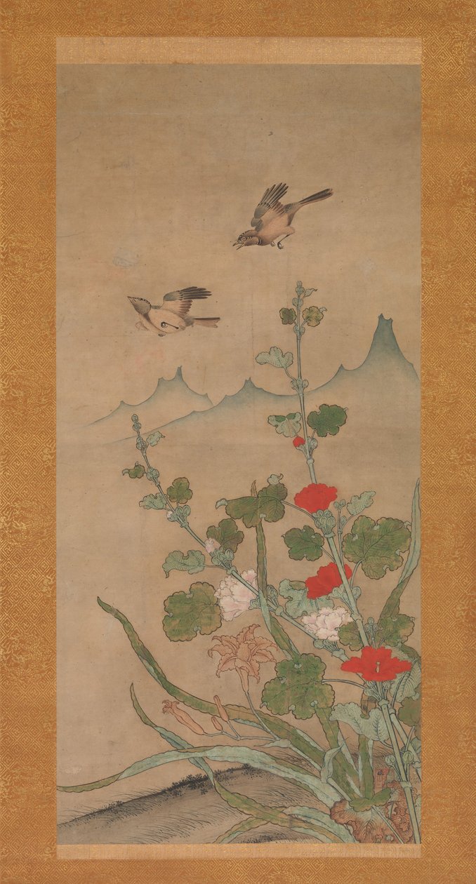 Fåglar och blommor av sommar och höst, mitten av 1500-talet. av Shikibu Terutada