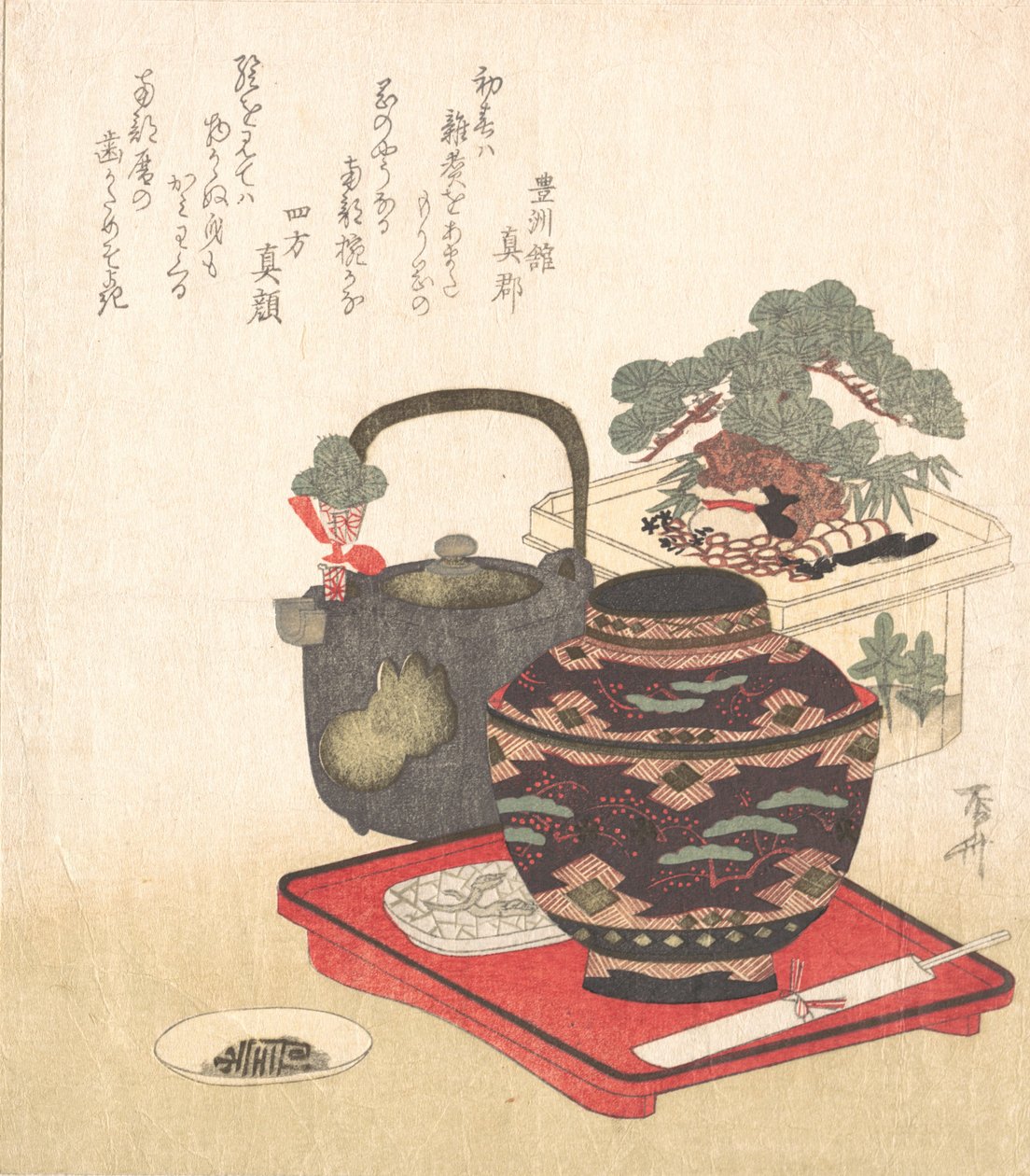 Nyårsdekorationer och serviser, 1800-talet., 1800-talet. av Shinsai