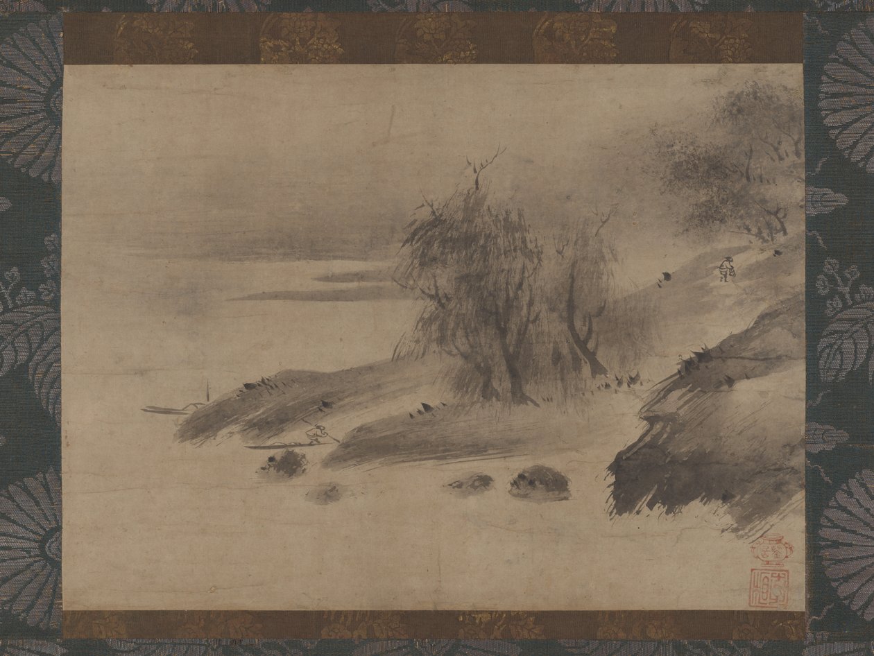 Ink Landscape Suiboku sansui zu, 1400-tidigt 1500-tal. av Shinso Soami