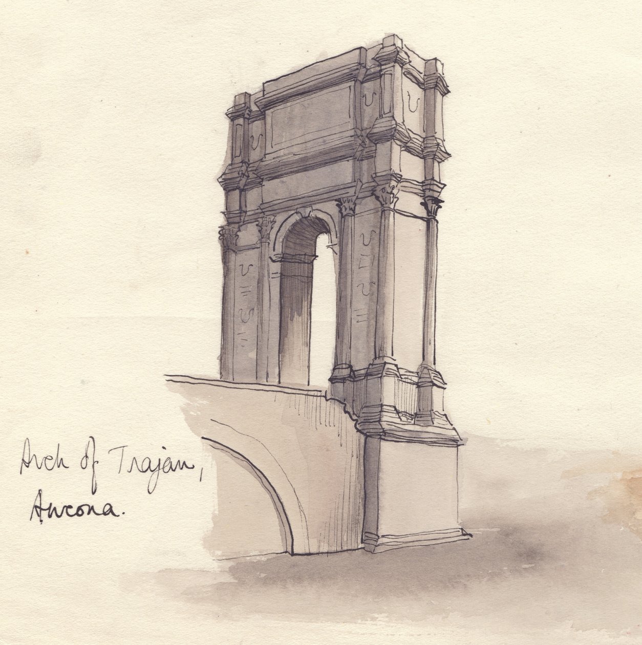 "Trajanus båge, Ancona", 1951. av Shirley Markham